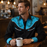The Briarstone Park Men’s Two Tone Patchwork Western Lightweight Denim Shirt