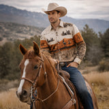 The Linfield Men’s Two-Tone Patchwork Western Trendy Denim Shirt