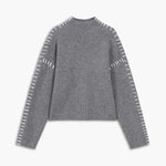 Nina ribstrikket sweater med høj hals fra Elsebeth København, nærbillede af halsen