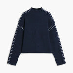 Nina ribstrikket sweater med høj hals fra Elsebeth København, set bagfra