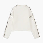 Nina ribstrikket sweater med høj hals fra Elsebeth København, set fra siden