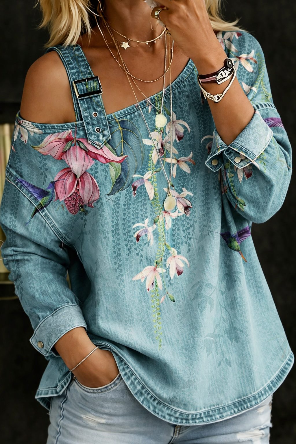 Loane | Off-the-Shoulder Denim Top – view 2