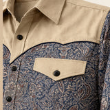 The Huntley Men’s Two Tone Patchwork Western Soft Denim Shirt