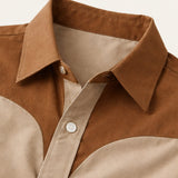 The Brookcrest Men’s Two-Tone Patchwork Western Retro Denim Shirt