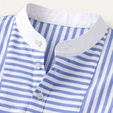 The Glenbrook Men’s Lightweight Slim Fit Striped Stand Collar Shirt