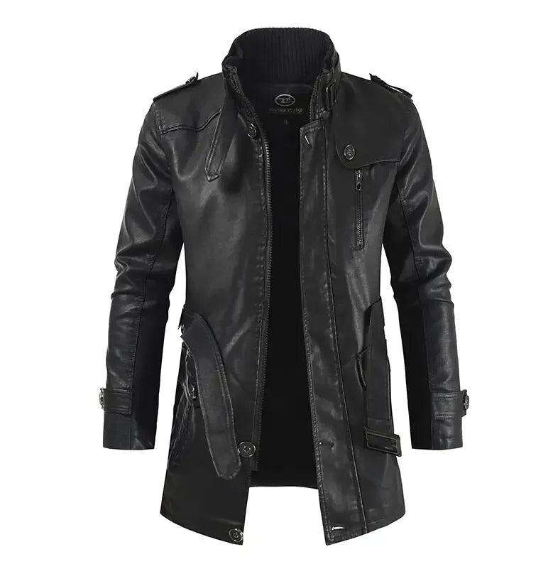Adrien™ | Stylish Long Leather Coat for Men