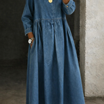 Manon | Denim Dress with Peter Pan Collar – view 2