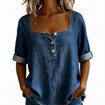 Marceline | Square Collar Denim Shirt