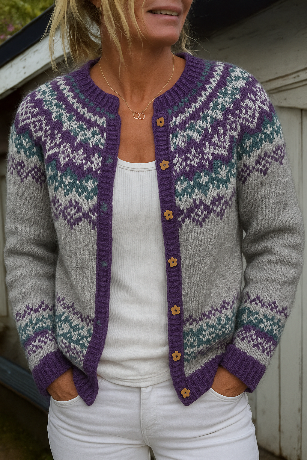 Naomi vintage Icelandic cardigan for women, view 2
