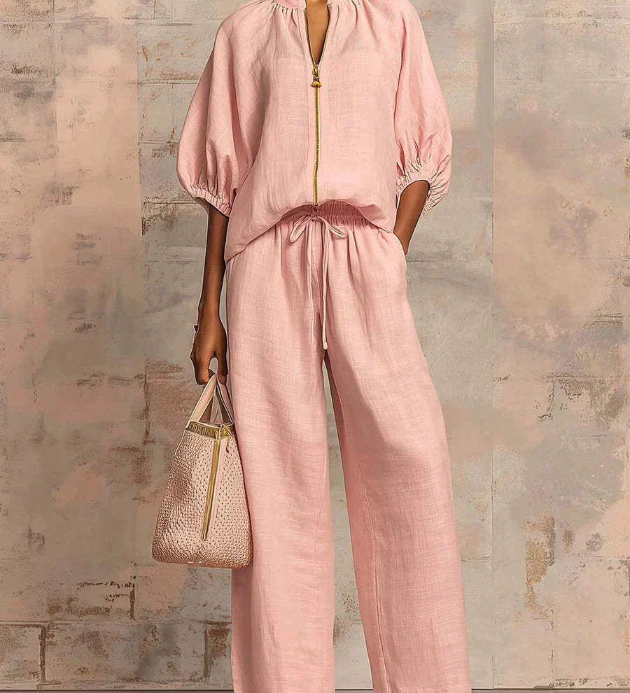 Alba | Two-Piece Set: Casual Shirt and Wide-Leg Trousers