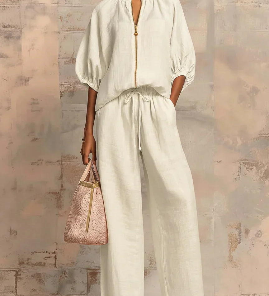 Alba | Two-Piece Set: Casual Shirt and Wide-Leg Trousers