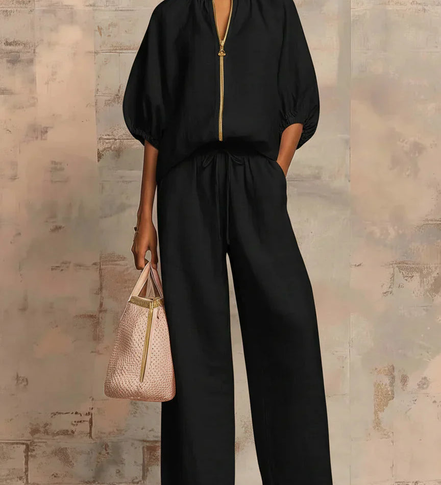 Alba | Two-Piece Set: Casual Shirt and Wide-Leg Trousers