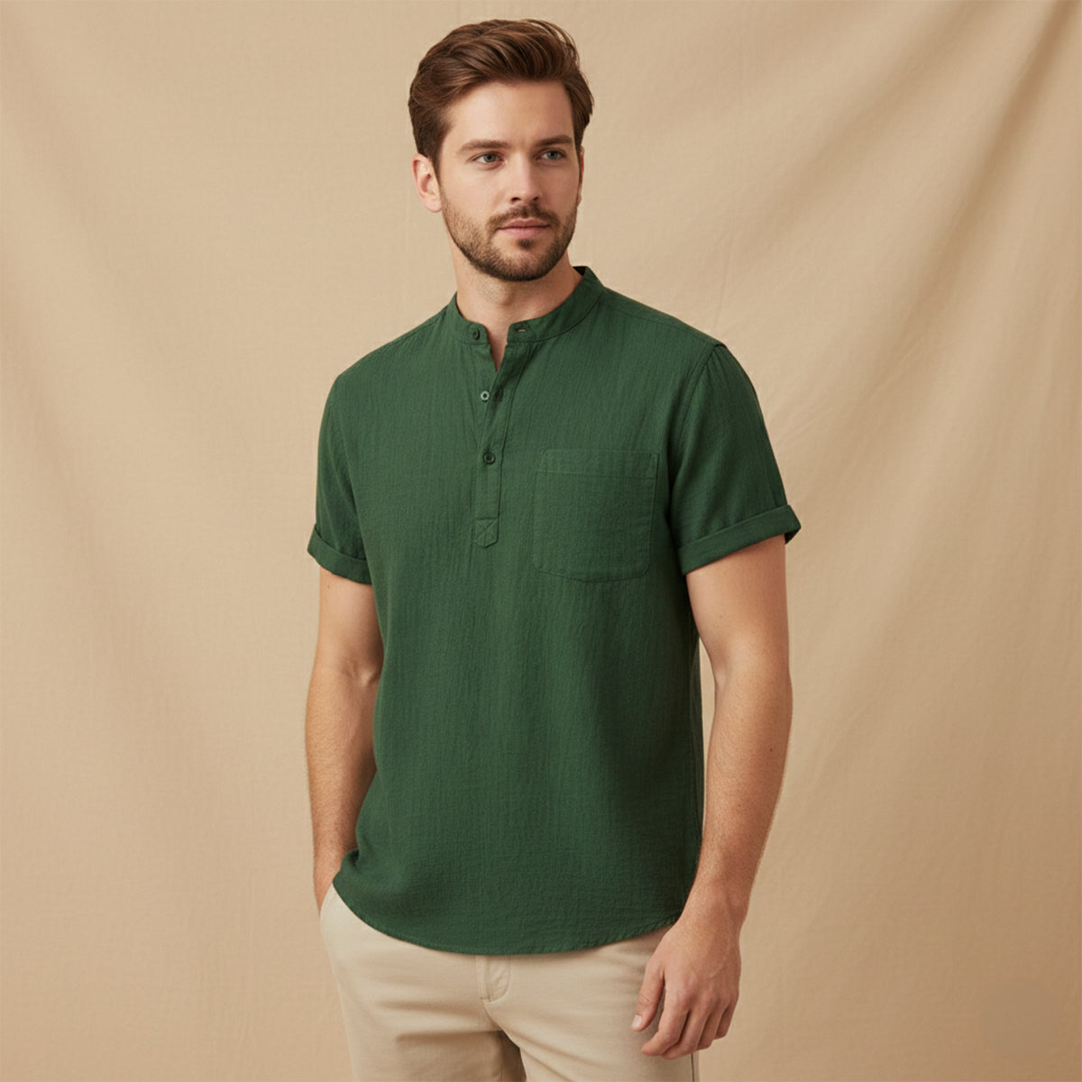 The Paddington Men’s Breathable Cotton Linen Henley Shirt