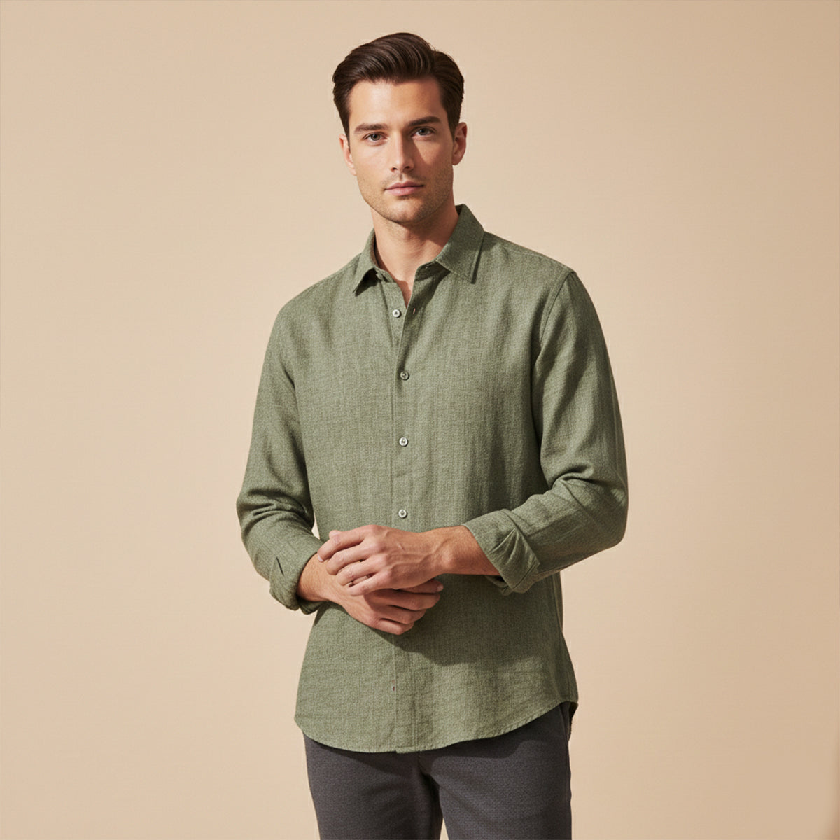 The Cedar Ridge Hill Men’s Trendy Loose Fit Linen Button-Up Shirt