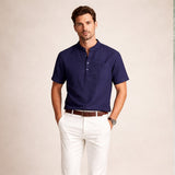 The Ashbrook Ridge Men’s Soft Cotton Linen Henley Shirt