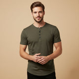 The Bathwick Men’s Breathable Henley Collar Summer T-Shirt