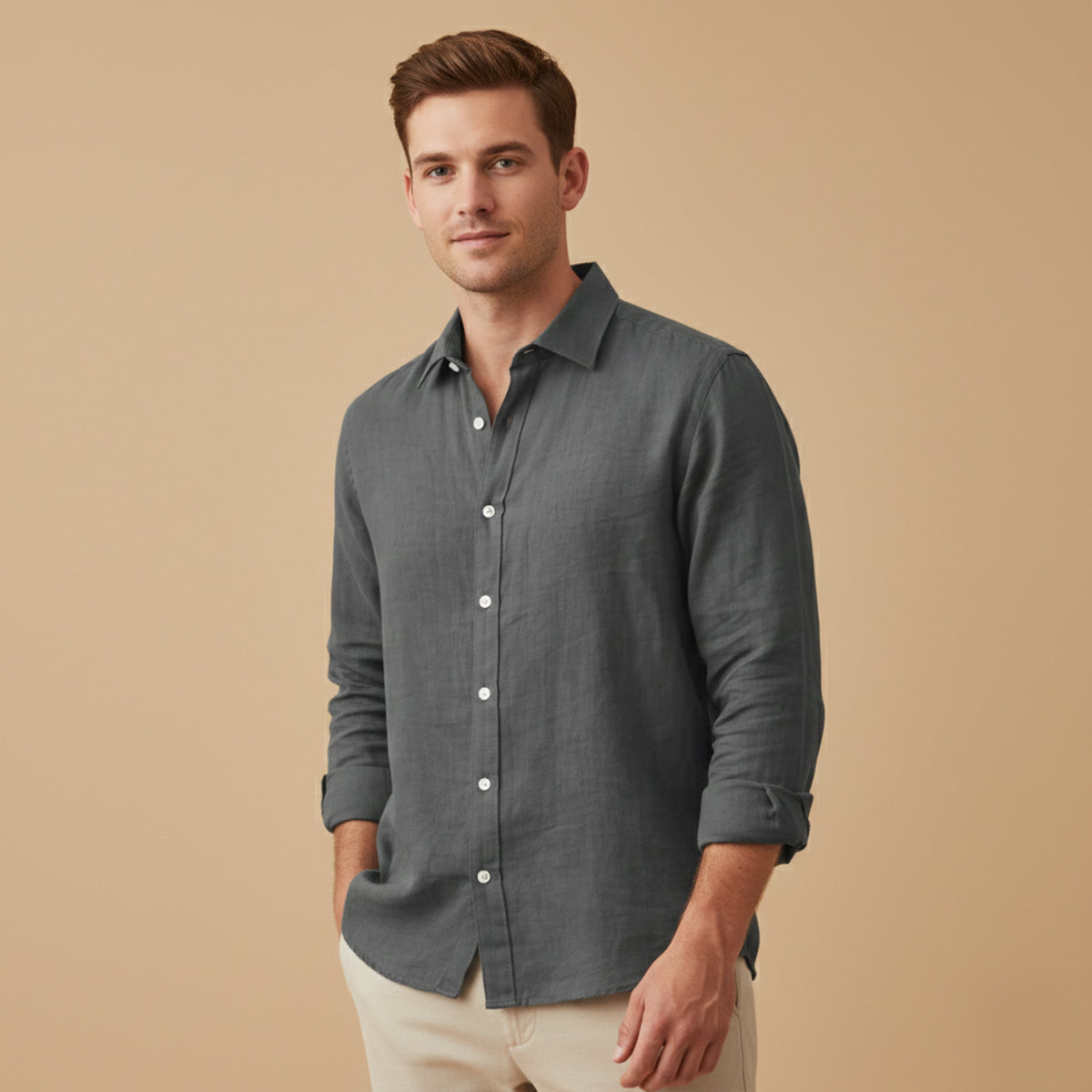 The Carlisle Men’s Breathable Relaxed Fit Cotton Linen Shirt