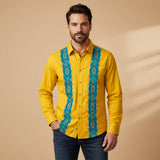 The Linfield Men’s Two-Tone Patchwork Western Trendy Denim Shirt