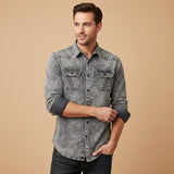 The Fairbrook Men’s Light Grey Vintage Tie Dye Denim Shirt