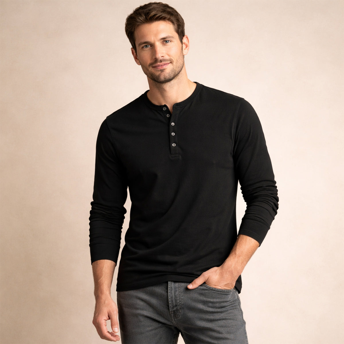 The Meadowcrest Hill Men’s Breathable Cotton Blend Henley Shirt