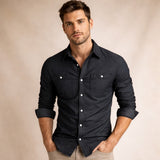 The Crestfall Ridge Men’s Slim Fit Denim Shirt with Double Pockets