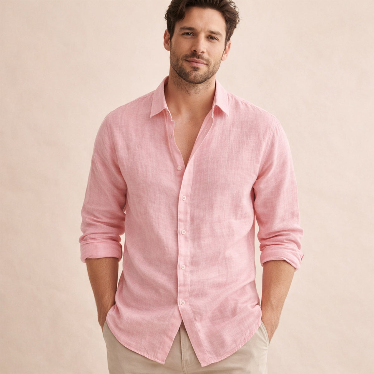 The Brookhaven Hill Men’s Cotton Linen Summer Beach Shirt