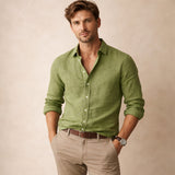 The Oakridge Park Men’s Cotton Linen Lightweight Beach Shirt