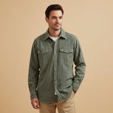 The Willowfall Men’s Nostalgic Casual Vertical Stripe Denim Shirt
