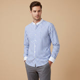 The Glenbrook Men’s Lightweight Slim Fit Striped Stand Collar Shirt