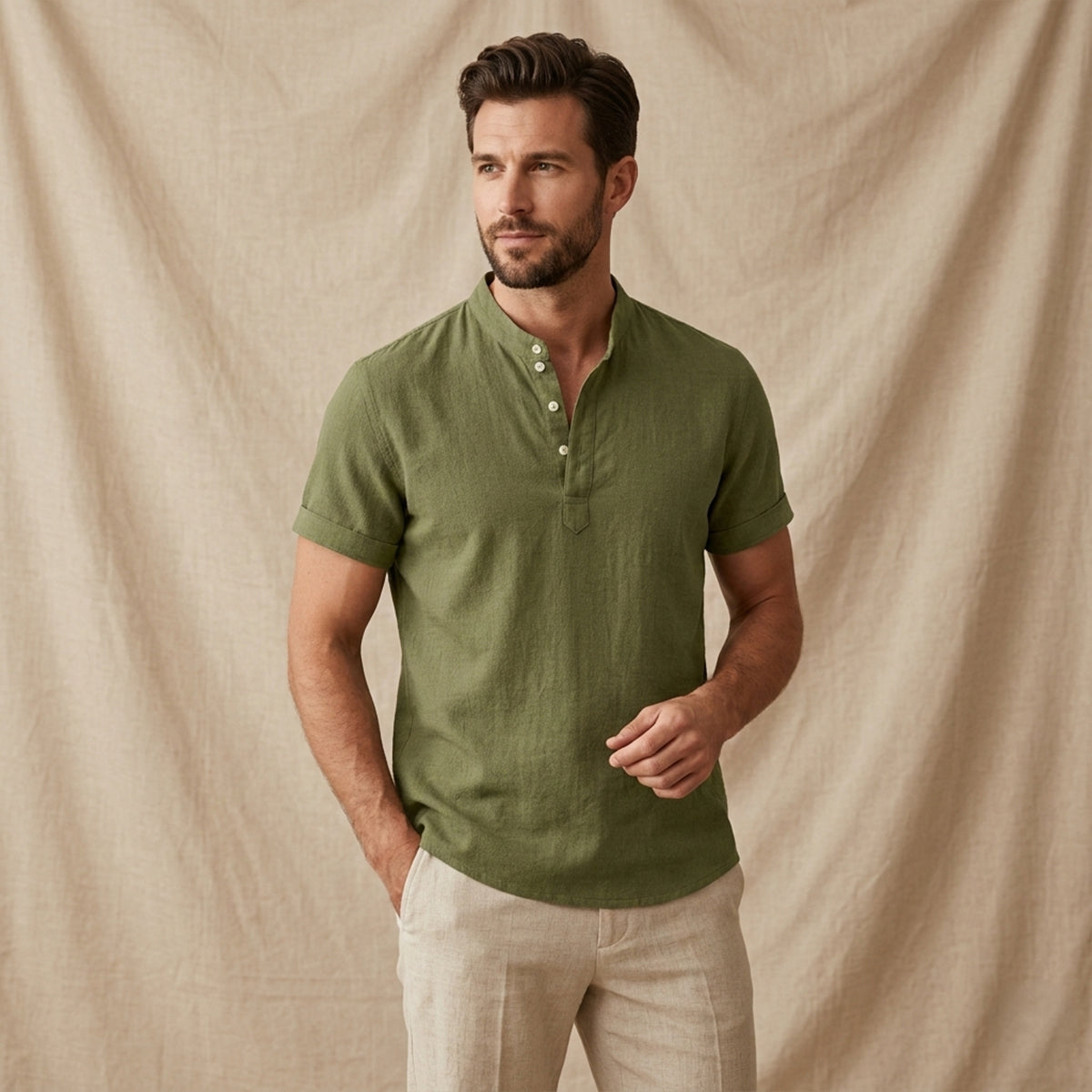 The Glencrest Ridge Men's Soft Linen Summer Casual Button-Up Shirt