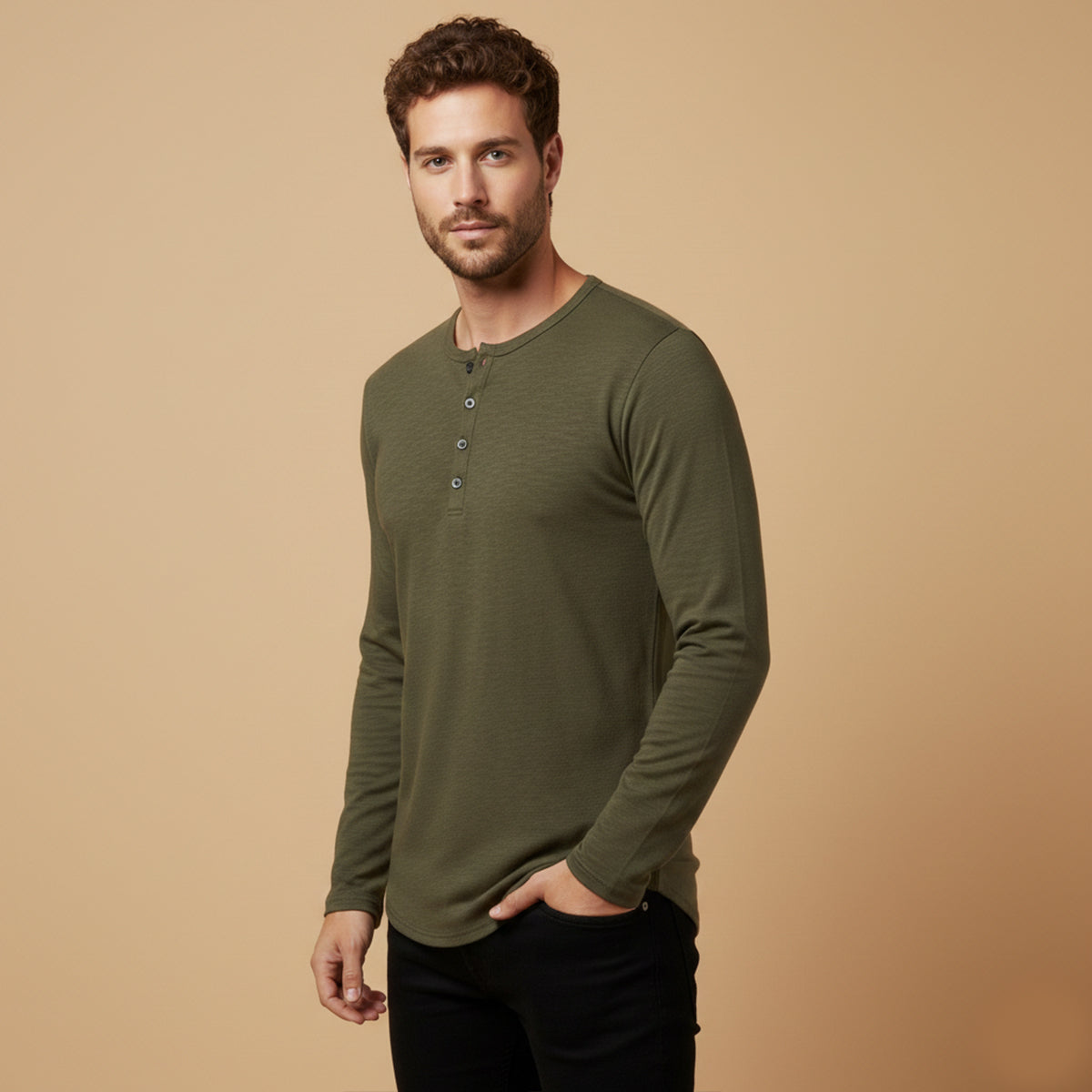 The Berkshire Men’s Casual Button Neck Henley Cotton T-Shirt