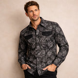The Huntley Men’s Two Tone Patchwork Western Soft Denim Shirt