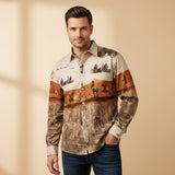 The Linfield Men’s Two-Tone Patchwork Western Trendy Denim Shirt