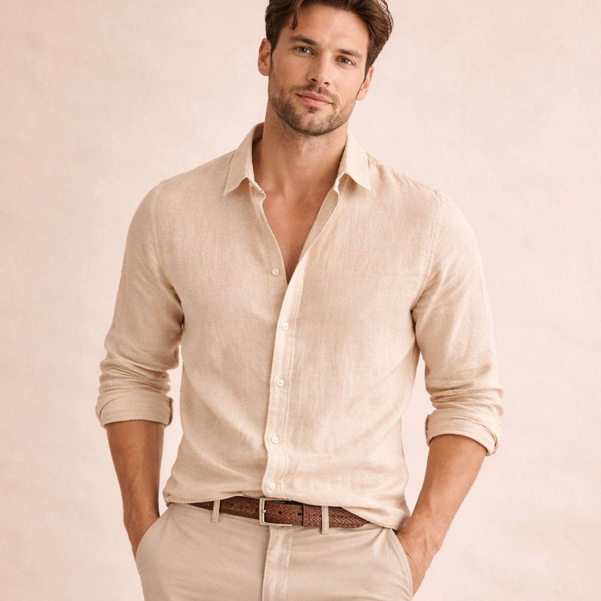 The Brookhaven Hill Men’s Cotton Linen Summer Beach Shirt