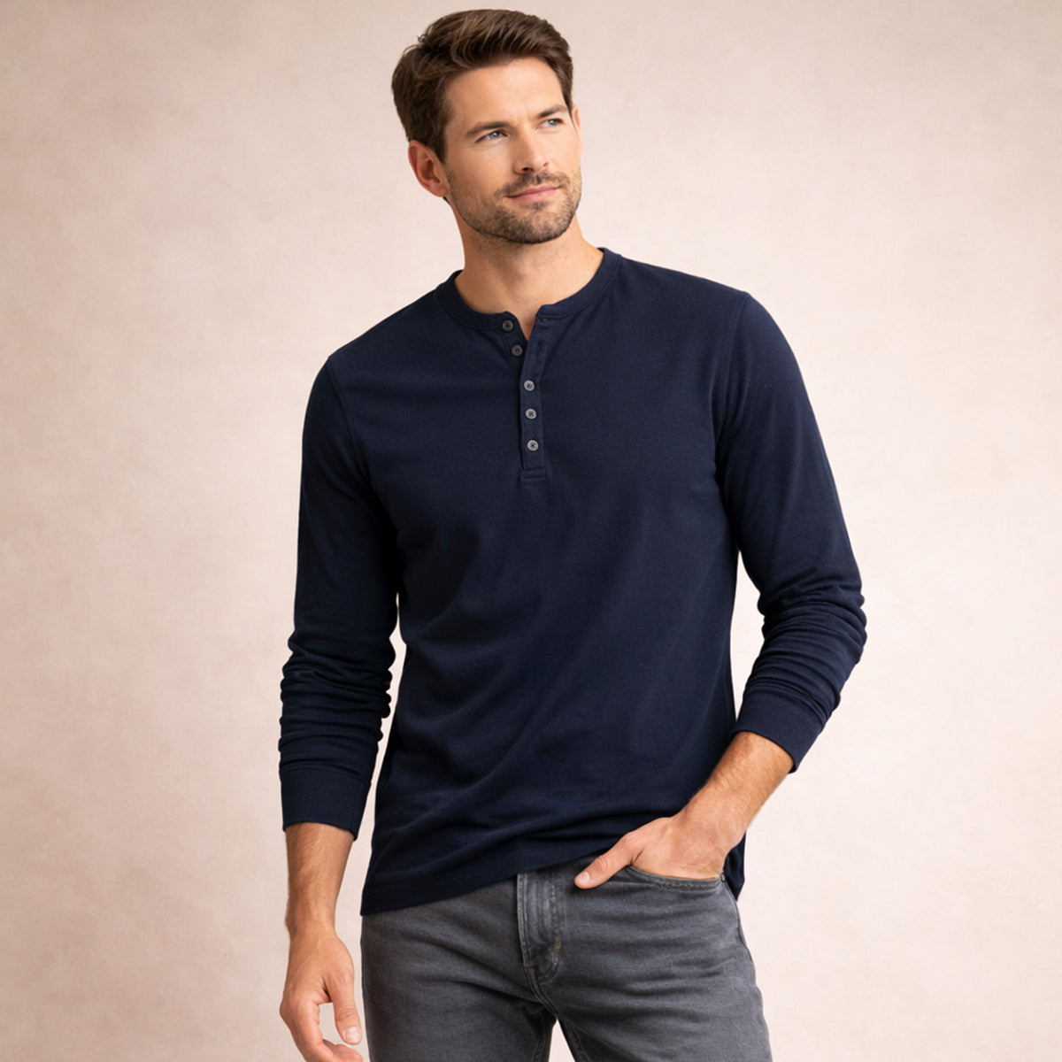 The Meadowcrest Hill Men’s Breathable Cotton Blend Henley Shirt