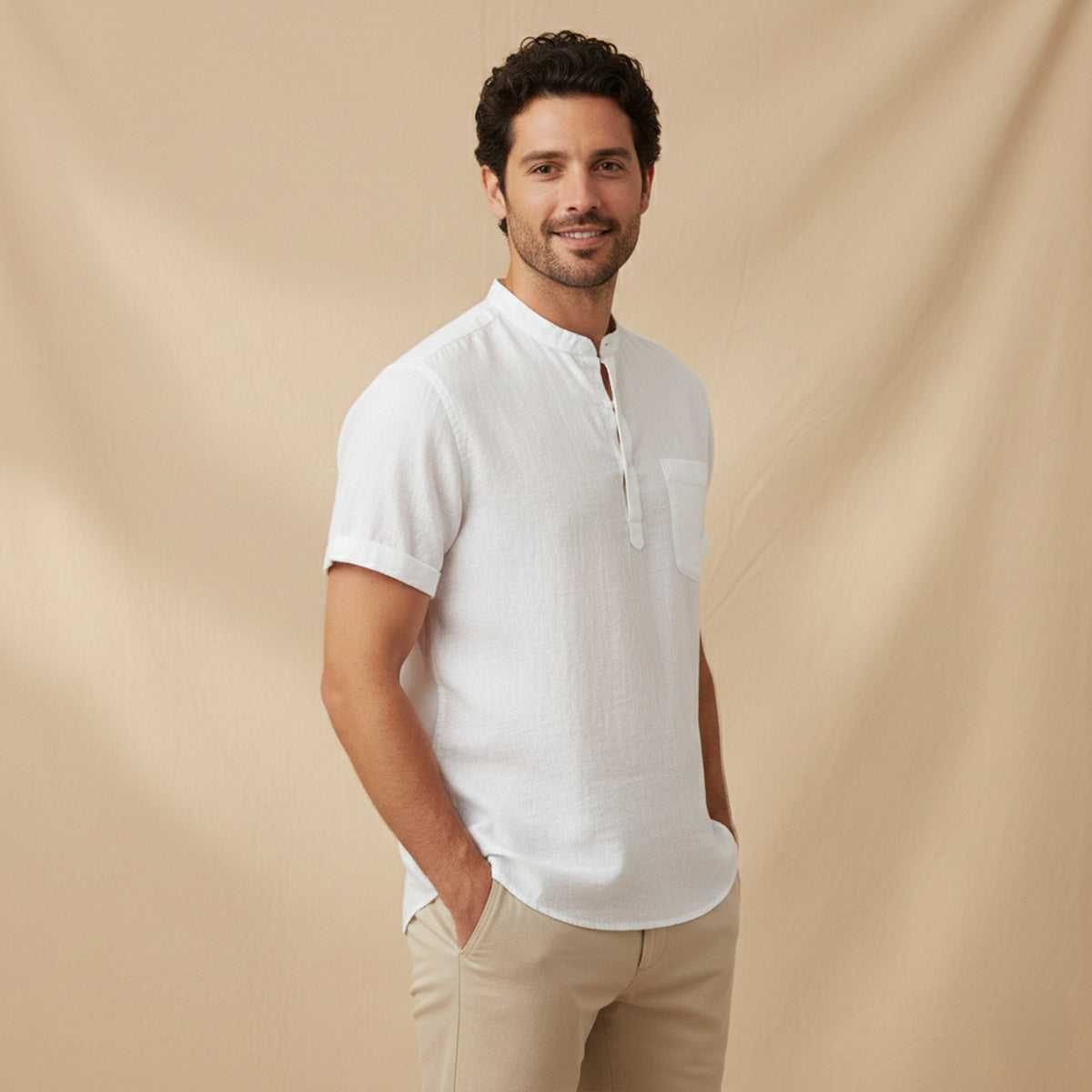 The Paddington Men’s Breathable Cotton Linen Henley Shirt