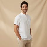 The Paddington Men’s Breathable Cotton Linen Henley Shirt