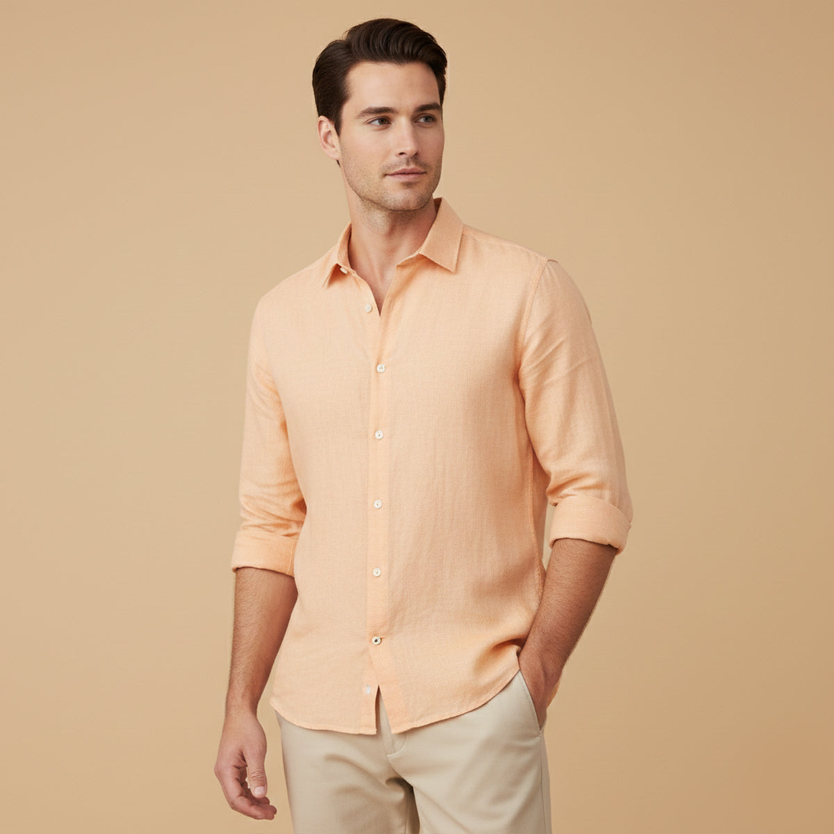The Buckingham Men’s Casual Relaxed Fit Cotton Linen Shirt