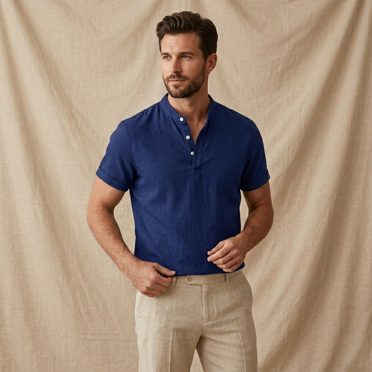 The Glencrest Ridge Men's Soft Linen Summer Casual Button-Up Shirt