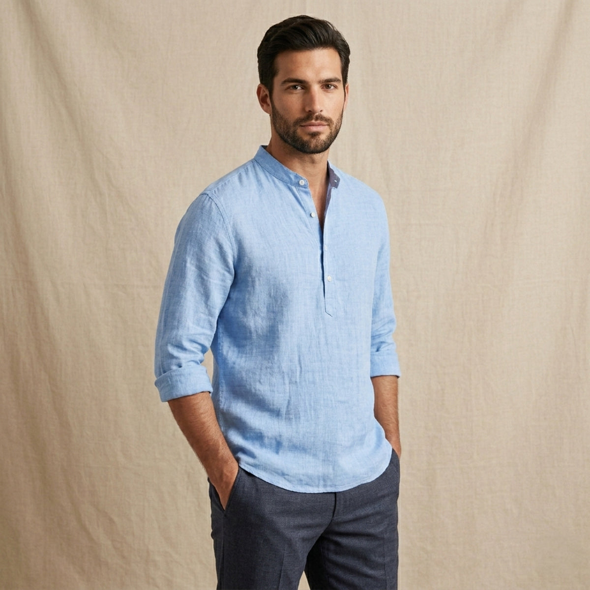 The Ridgebrook Park Men's Breathable Linen Summer Casual Button-Up Shirt