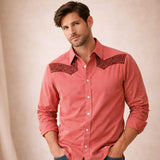 The Brookcrest Men’s Two-Tone Patchwork Western Retro Denim Shirt