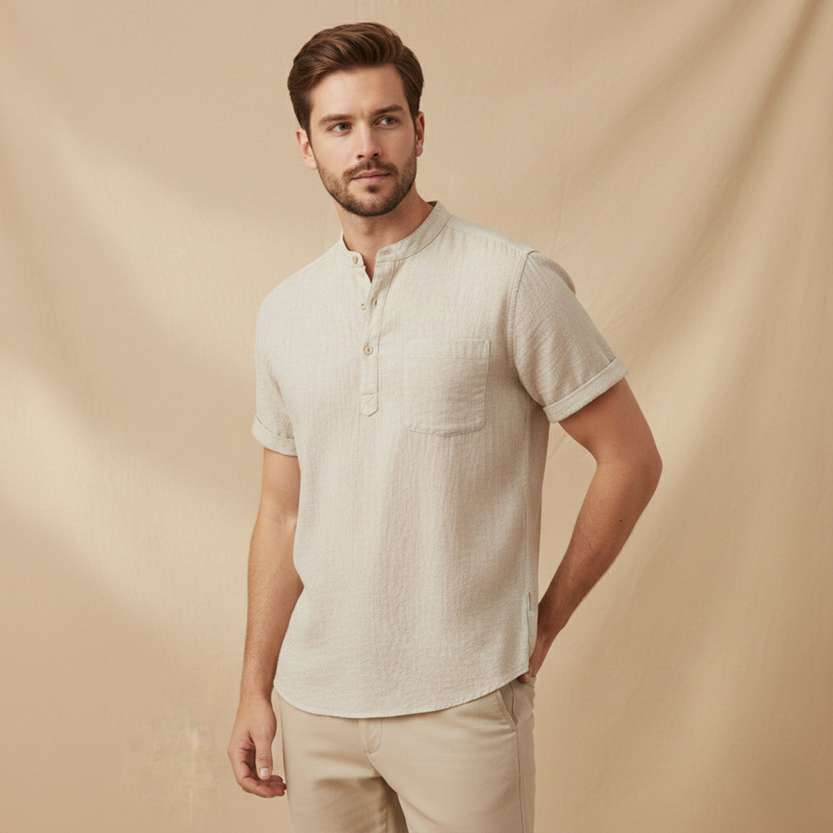 The Paddington Men’s Breathable Cotton Linen Henley Shirt
