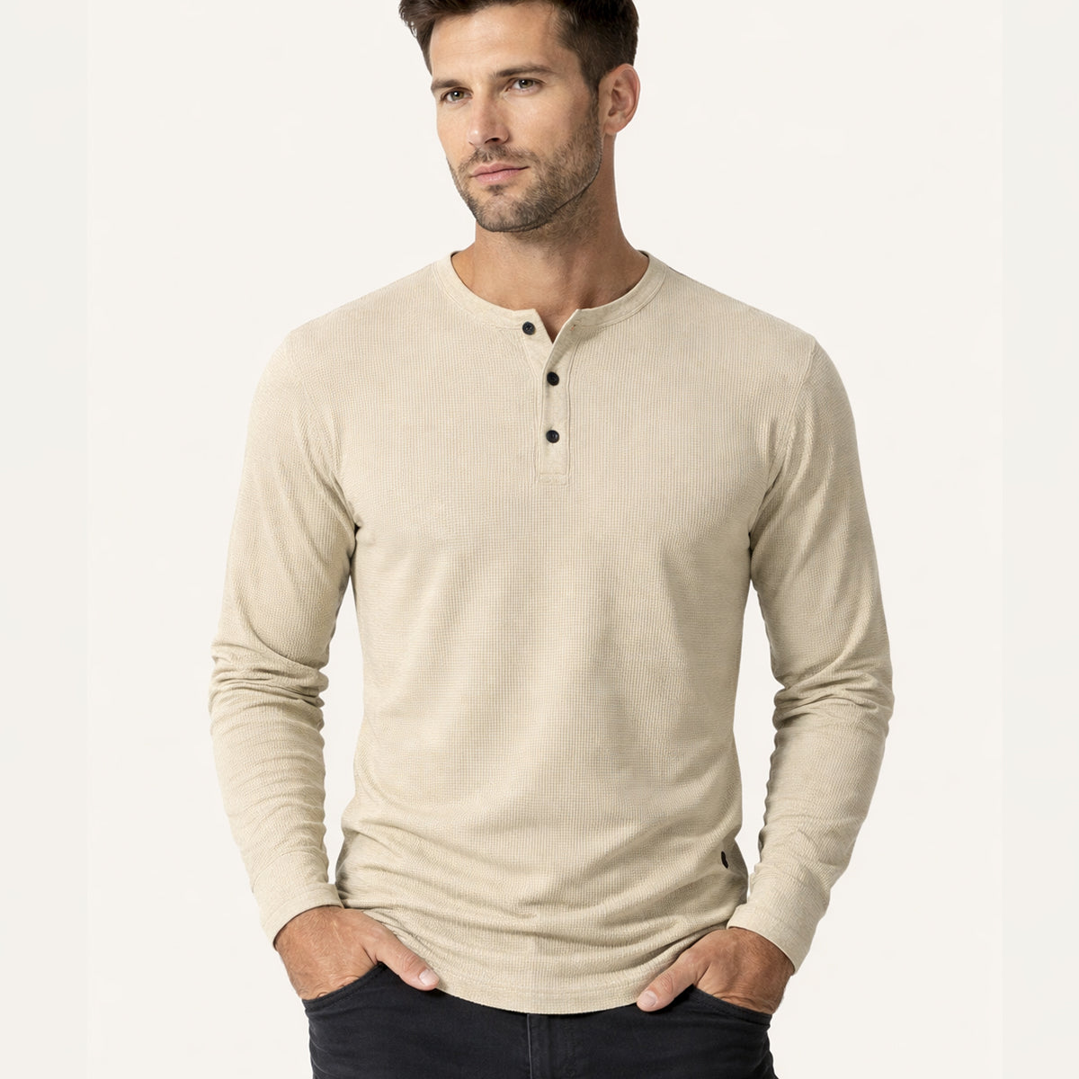 The Pinecrest Creek Men’s Casual Waffle Henley Thermal Shirt