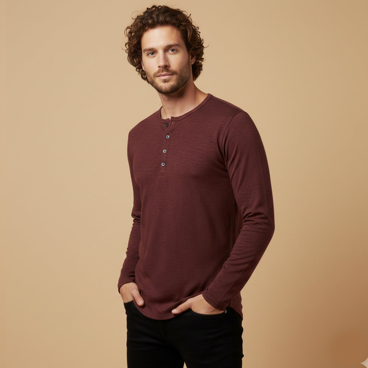 The Berkshire Men’s Casual Button Neck Henley Cotton T-Shirt