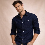 The Crestfall Ridge Men’s Slim Fit Denim Shirt with Double Pockets