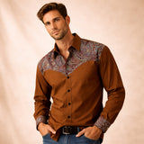 The Briarstone Park Men’s Two Tone Patchwork Western Lightweight Denim Shirt