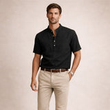 The Hillgate Men’s Casual Cotton Linen Henley Shirt