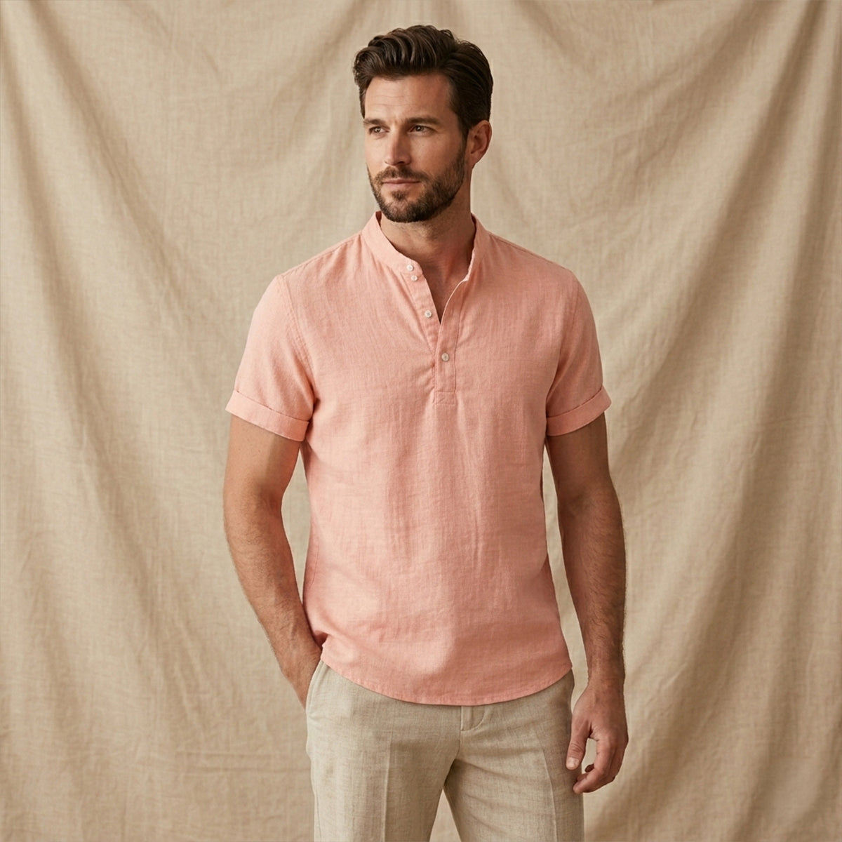 The Glencrest Ridge Men's Soft Linen Summer Casual Button-Up Shirt