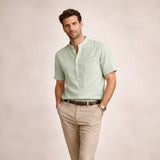 The Ashbrook Ridge Men’s Soft Cotton Linen Henley Shirt
