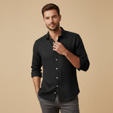 The Knightsbridge Men’s Lightweight Stand Collar Cotton Linen Shirt